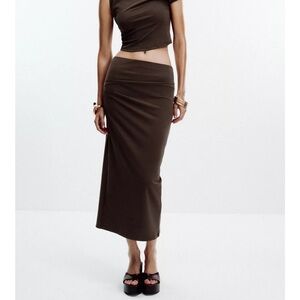 NWT Zara Textured Brown Women's Midi Skirt